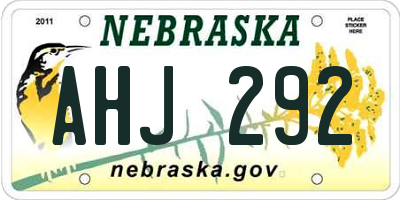 NE license plate AHJ292