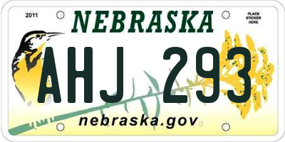 NE license plate AHJ293