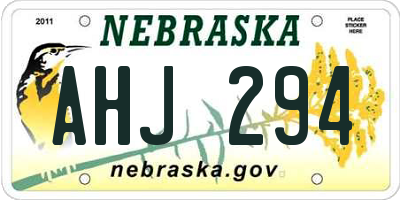 NE license plate AHJ294