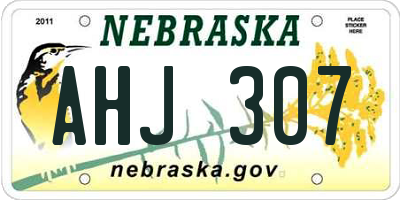 NE license plate AHJ307
