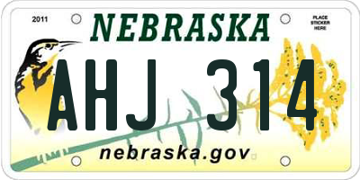 NE license plate AHJ314