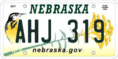 NE license plate AHJ319