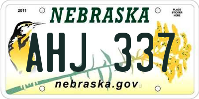 NE license plate AHJ337