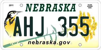 NE license plate AHJ355