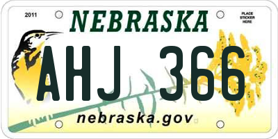 NE license plate AHJ366