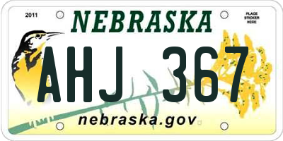 NE license plate AHJ367