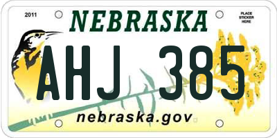 NE license plate AHJ385