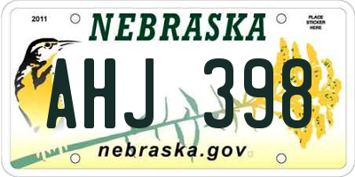 NE license plate AHJ398
