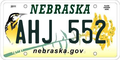 NE license plate AHJ552