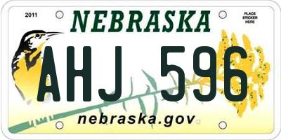 NE license plate AHJ596