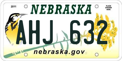 NE license plate AHJ632