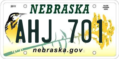 NE license plate AHJ701