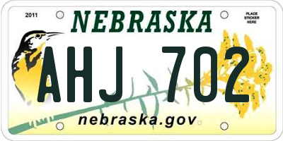 NE license plate AHJ702