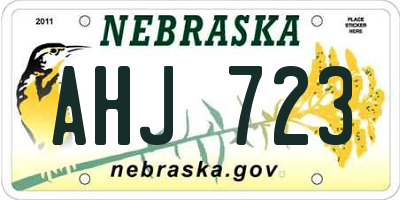 NE license plate AHJ723