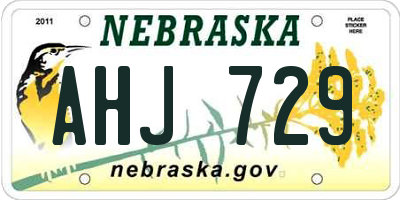 NE license plate AHJ729