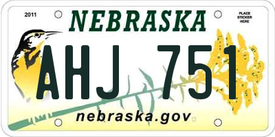 NE license plate AHJ751