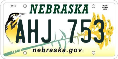 NE license plate AHJ753