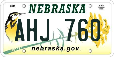 NE license plate AHJ760