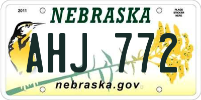 NE license plate AHJ772