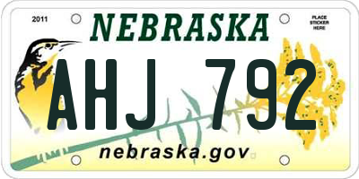 NE license plate AHJ792