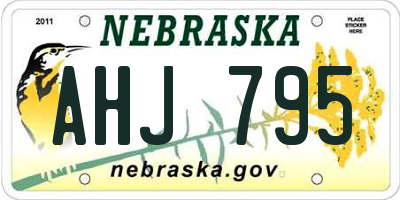 NE license plate AHJ795