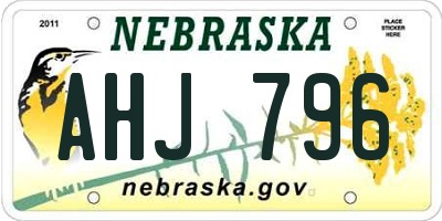 NE license plate AHJ796