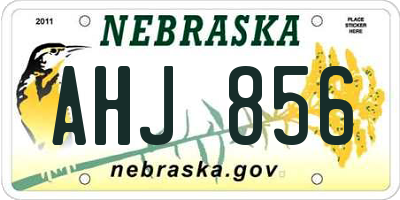NE license plate AHJ856