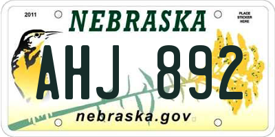 NE license plate AHJ892