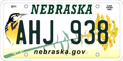 NE license plate AHJ938