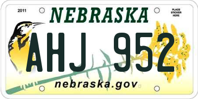NE license plate AHJ952