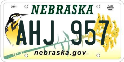 NE license plate AHJ957