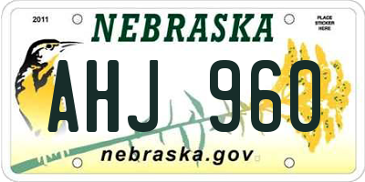 NE license plate AHJ960