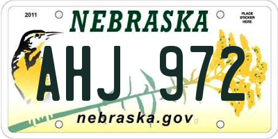 NE license plate AHJ972