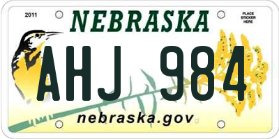 NE license plate AHJ984