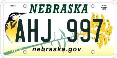 NE license plate AHJ997
