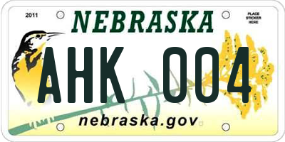 NE license plate AHK004