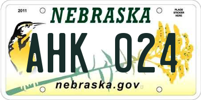 NE license plate AHK024