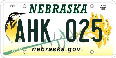NE license plate AHK025