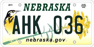 NE license plate AHK036