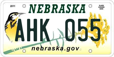 NE license plate AHK055