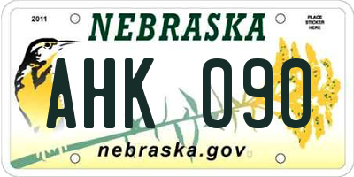 NE license plate AHK090