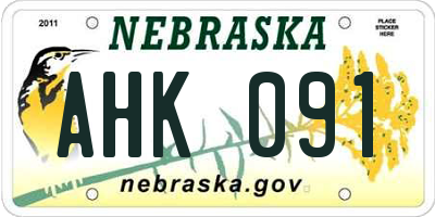 NE license plate AHK091