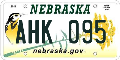 NE license plate AHK095