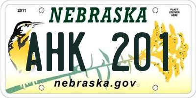 NE license plate AHK201