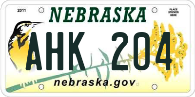 NE license plate AHK204