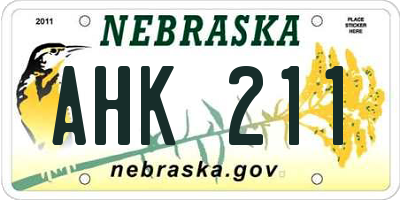 NE license plate AHK211