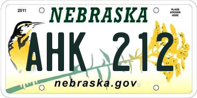 NE license plate AHK212