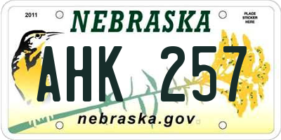 NE license plate AHK257