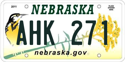 NE license plate AHK271