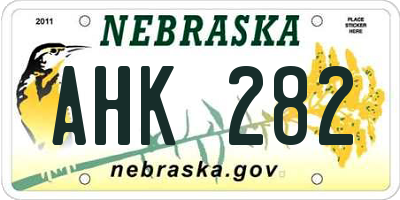 NE license plate AHK282